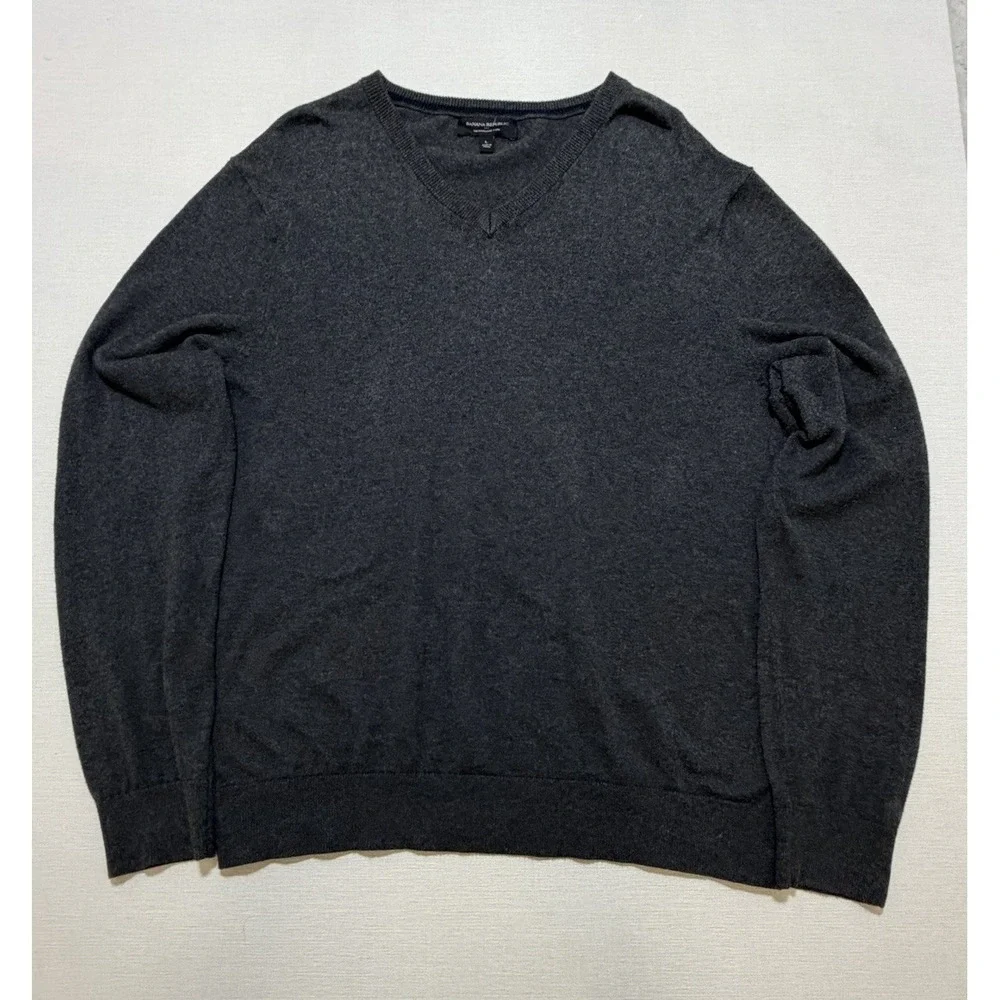 Banana Republic Premium Luxe Yarn Silk Cashmere Sweater Men's Large V-Neck Black
